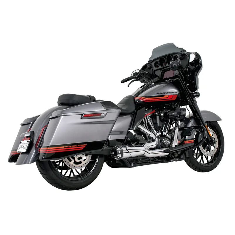 Freedom Performance Shorty American Outlaw 2-into-1 Exhaust for Harley 17-25 Touring / Chrome / Sculpted Black  - Customhoj