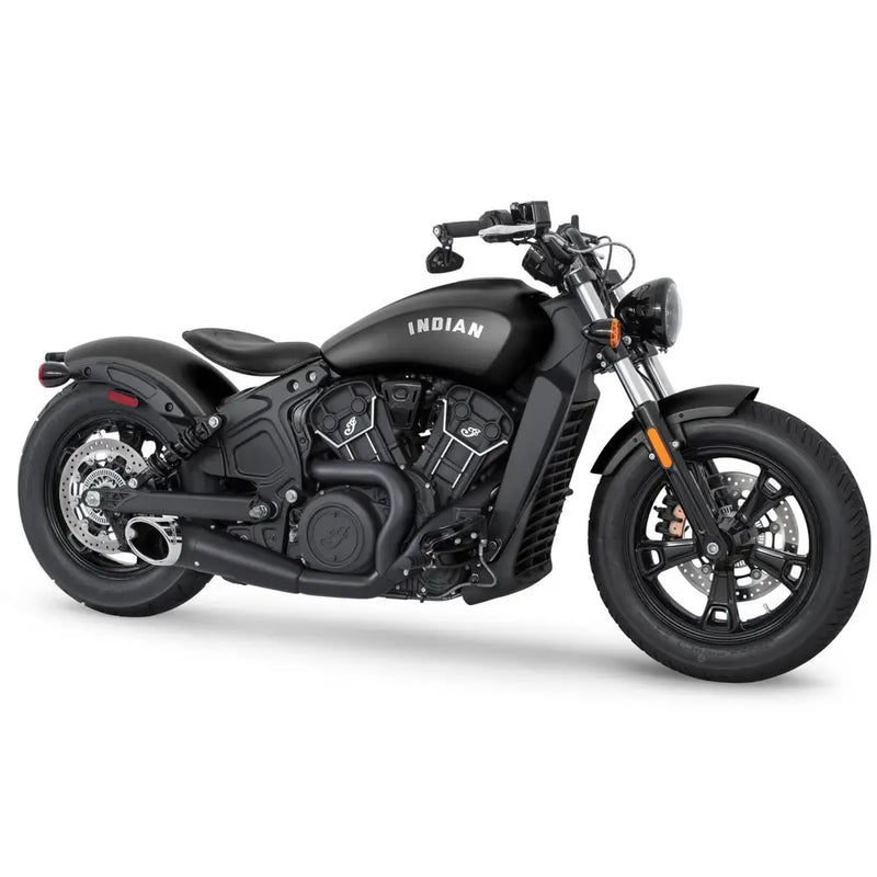 Freedom Performance Shorty Turn Out Slash Cut 2-into-1 Exhaust for Indian 15-24 Scout / Black / Chrome  - Customhoj