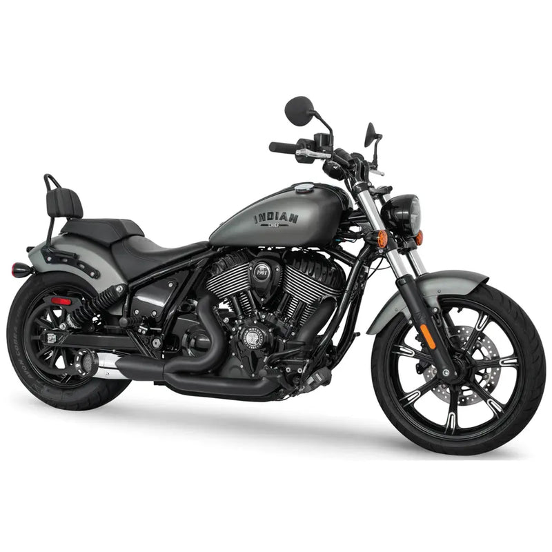Freedom Performance Shorty Turn Out Straight Cut 2-into-1 Exhaust for Indian 22-25 Chief / Black/Chrome / Sculpted Black  - Customhoj