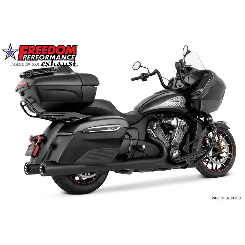 Freedom Performance Two Step 4.5" Slip-On Mufflers for Indian 14-24 Chieftain / Black / Straight Cut  - Customhoj