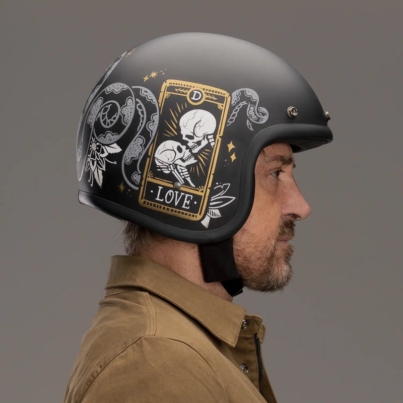 DMD Casco da moto aperto con grafica retrò