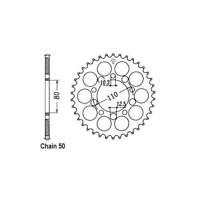 JT Sprockets Rear Sprocket Honda CB450 Nighthawk JT Rear Sprocket for Honda Customhoj