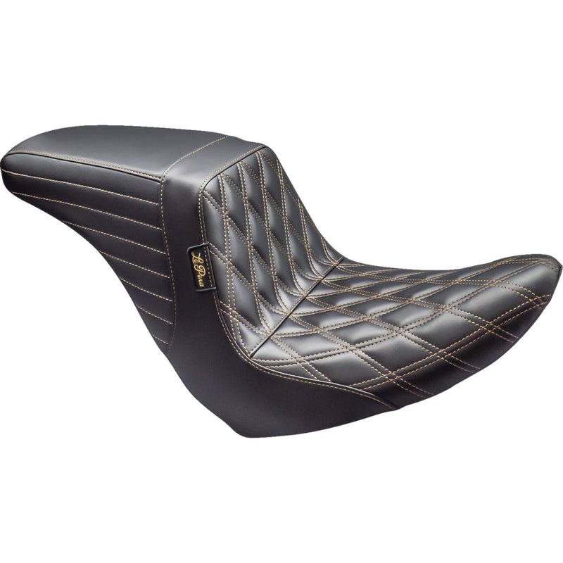 Le Pera KickFlip Up Front Seat for Harley 18-25 Softail Sport Glide & Low Rider / S / ST / Double Diamond Black / Chestnut  - Customhoj