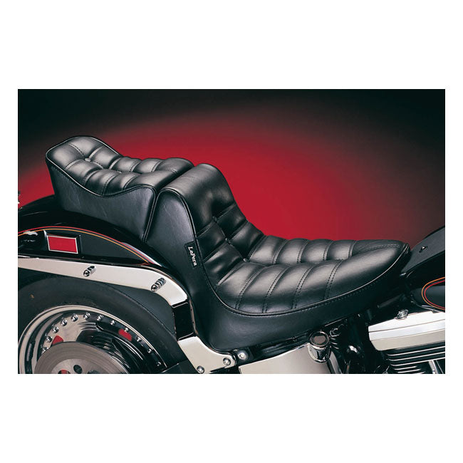 Le Pera Regal 2-Up Seat for Harley 84-99 Softail / Pleated Black  - Customhoj