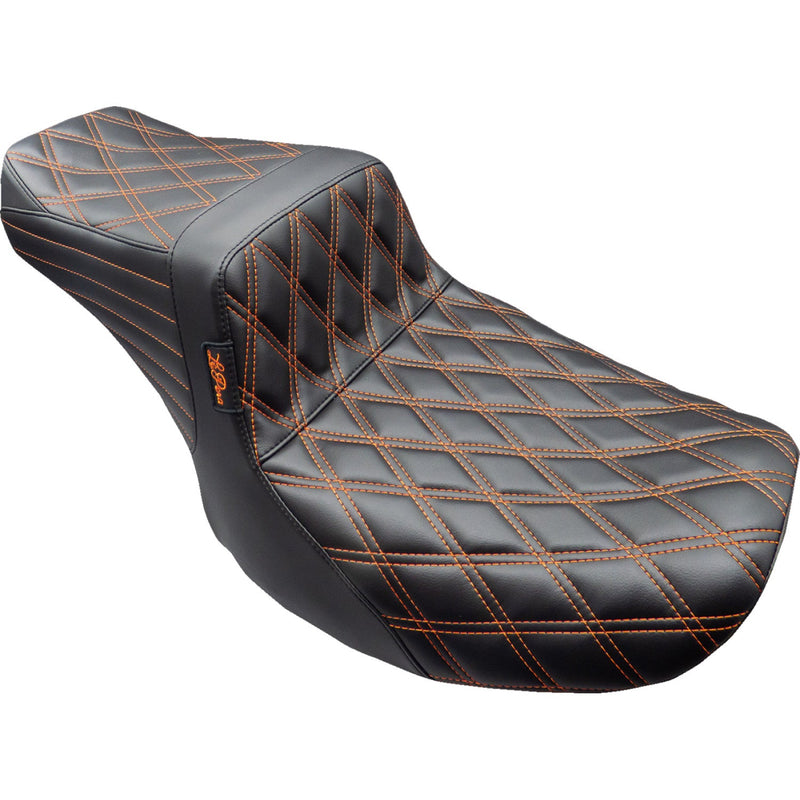 Le Pera Tailwhip 2-Up Seat for Harley 24-25 Touring Road Glide / Street Glide / Double Diamond Black / Orange  - Customhoj