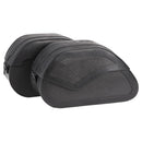 Ledrie Reinforced Rigid Leather 54L Motorcycle Saddlebag Set Black Basket Weave  - Customhoj