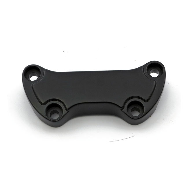 Low Scalloped One Piece Riser Top Clamp for Harley Black / Without skirt