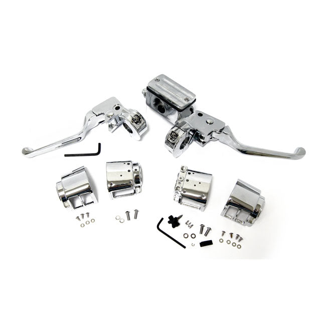 MCS Control Kit 82-95 Big Twin with single disc. 5/8" bore / Chrome OEM Style Handlebar Control Kit for Harley Customhoj