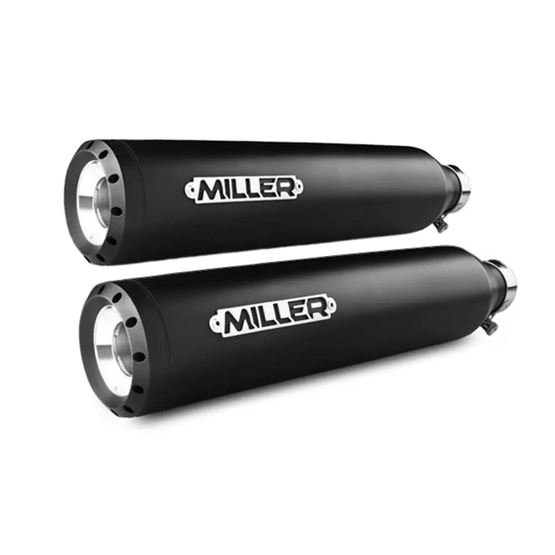 Miller California II Euro 3 Slip-On Mufflers for Victory 10-16 Cruiser / Matte Black / Straight Matte Black  - Customhoj