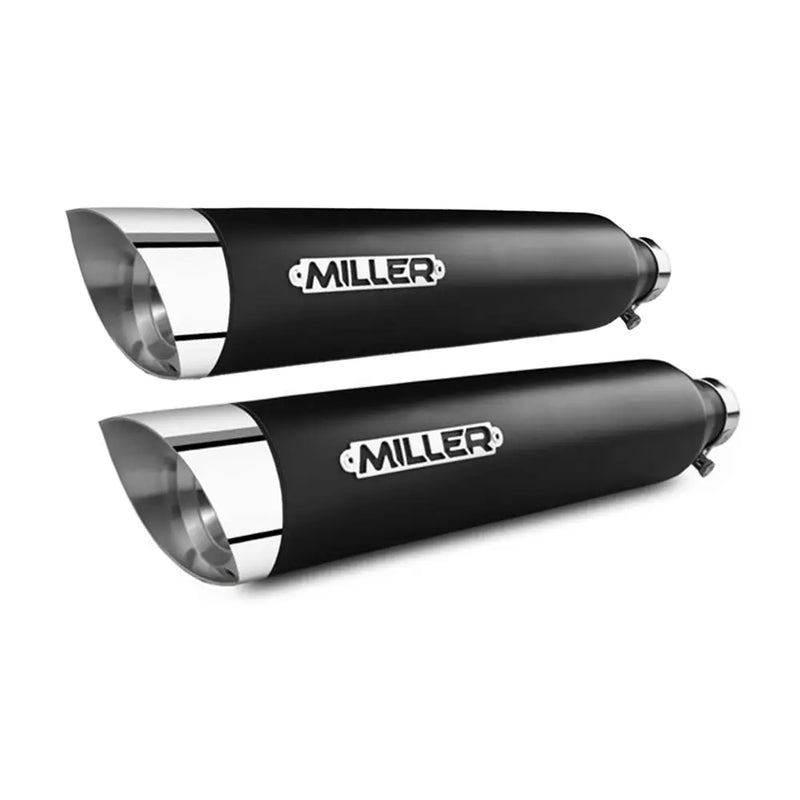 Miller Dandy Euro 2 Exhaust System for Suzuki 86-04 VS1400 / Matte Black / Slash Cut Polished  - Customhoj