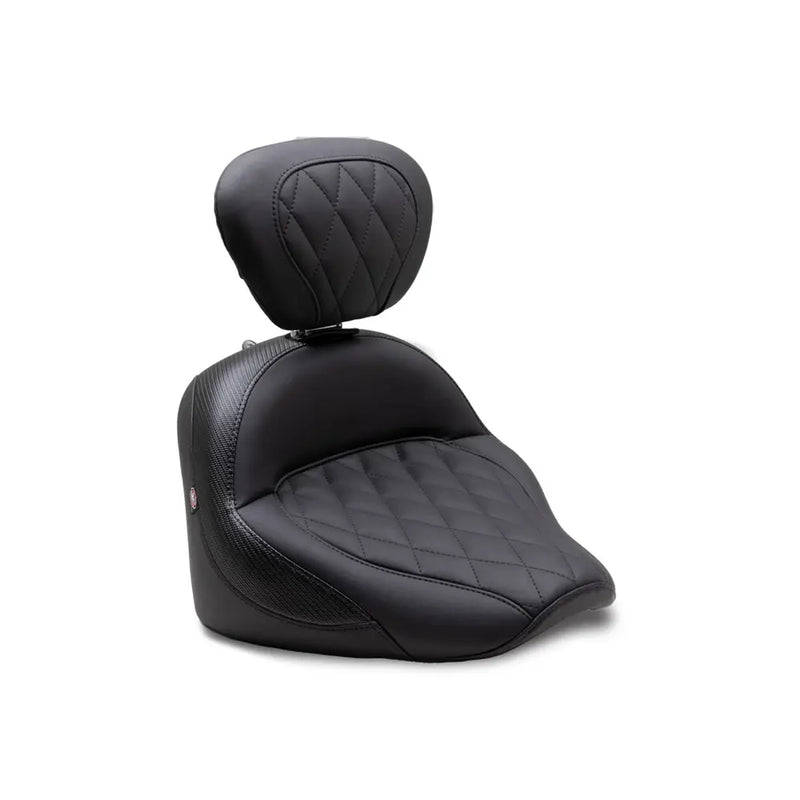 Mustang Standard Touring Solo Seat for Indian 22-25 Chief / Black / Diamond / With Backrest  - Customhoj