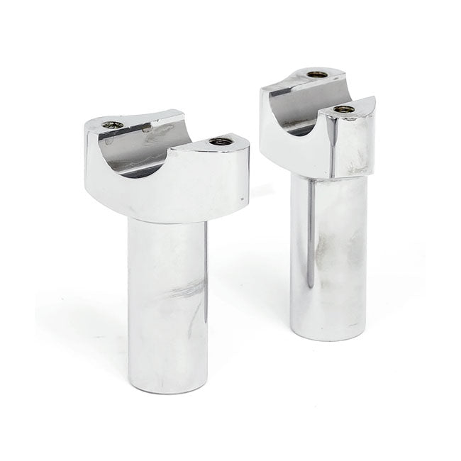 OEM Style Forged Aluminium Straight Handlebar Risers without Top Clamp Chrome / 3.5" (8.8cm)