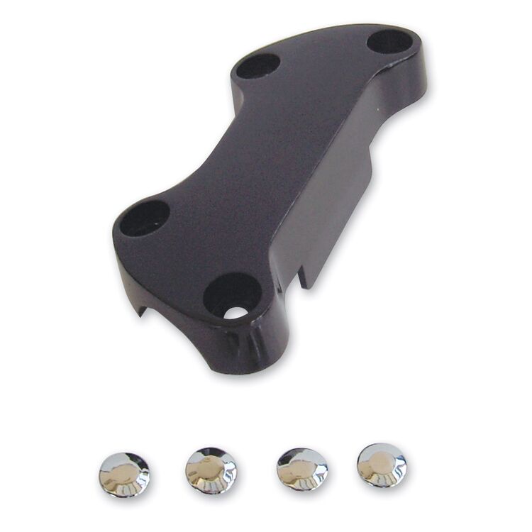 One Piece Riser Top Clamp for Harley Black / With skirt