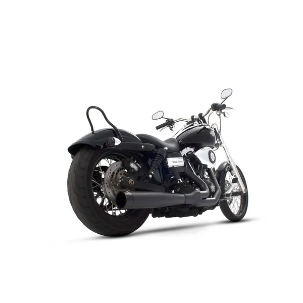 Sistema di scarico Rinehart 2-into-1 nero FXD per Harley
