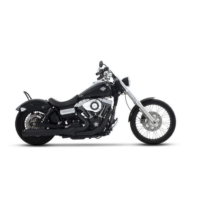 Sistema di scarico Rinehart 2-into-1 nero FXD per Harley