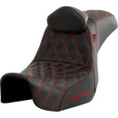 Saddlemen Pro SDC Performance Gripper Lattice Stitch Seat for Harley 06-17 Dyna / With backrest / Black / Red  - Customhoj