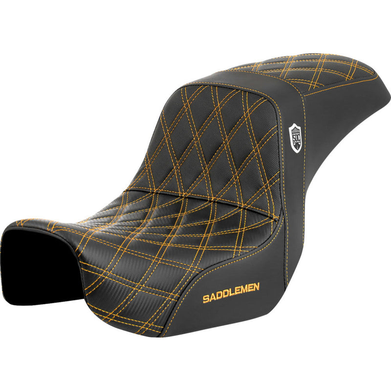 Saddlemen Pro SDC Performance Gripper Lattice Stitch Seat for Harley 06-17 Dyna / Without backrest / Black / Gold  - Customhoj