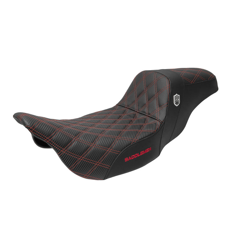 Saddlemen Pro Sdc Preformance Gripper Seats for Harley 08-24 Touring (08-24 Touring (excl. 23-24 CVO & 14-24 models with OEM Tourpak)) / Without Backrest / Black/Red