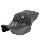 Saddlemen Roadsofa Extended Reach Lattice Stitch Seat for Harley 24-25 Touring Road Glide / Street Glide / Black / White / Without heating / Without backrest  - Customhoj