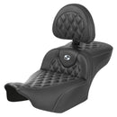 Saddlemen Roadsofa Extended Reach Lattice Stitch Seat for Harley 24-25 Touring Road Glide / Street Glide / Carbon Fiber / Silver / Without heating / With backrest  - Customhoj