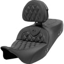 Saddlemen Roadsofa Lattice Stitch Seat for Harley 08-25 Touring (excl. 23-25 CVO; 24-25 Road Glide / Street Glide) / Carbon Fiber / With heating / With backrest  - Customhoj