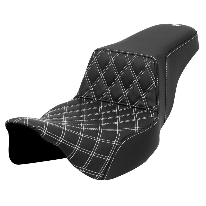 Saddlemen Step-Up Front Lattice Stitch for Harley 08-25 Touring (excl. 23-25 CVO; 24-25 Road Glide / Street Glide) / Black / White  - Customhoj
