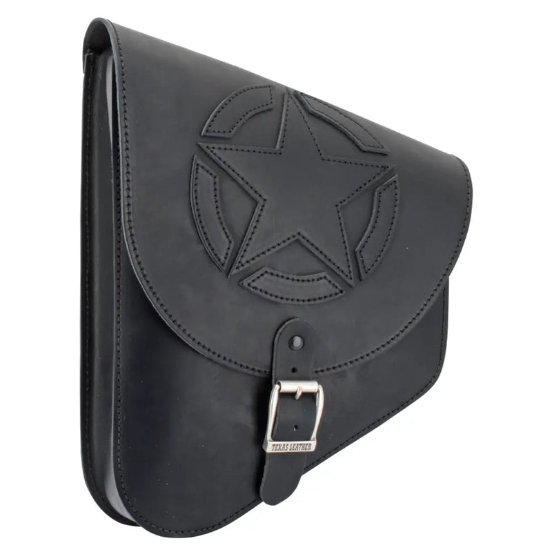 Texas Leather Slim Swingarm Bag for Harley 84-25 Softail / Black Star  - Customhoj