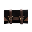 Trip Machine Leather Motorcycle Tool Roll Black / Tobacco Brown  - Customhoj