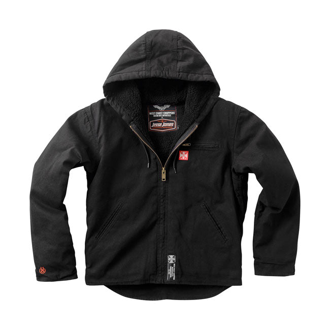 West Coast Choppers Sherpa Lined Canvas Work Jacket Black / S  - Customhoj