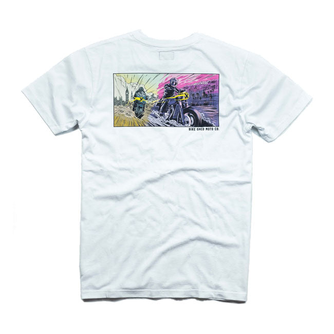 Bike Shed T-shirt Bike Shed Mural T-shirt Vit Customhoj