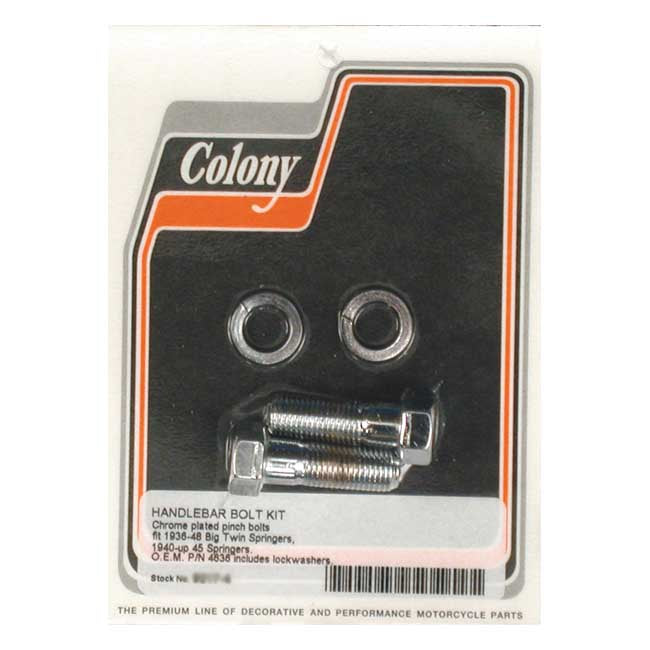 COLONY Springer reservdelar Chrome Colony Springer Handlebar Pinch Bolts. Zinc / Chrome / Black BT 46-48; 45" SV 46-52 Customhoj