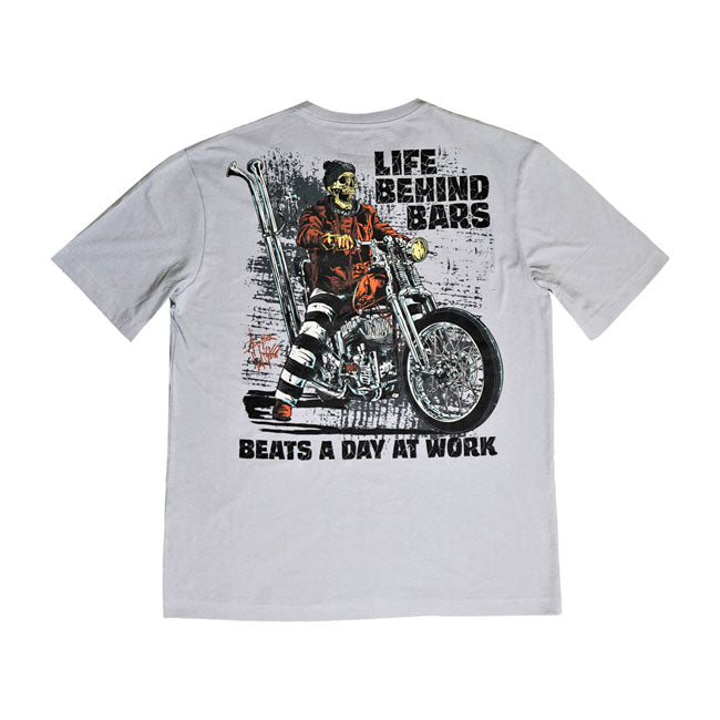 Down-n-Out T-shirt Down-n-Out Life Behind Bars T-shirt Grey Customhoj