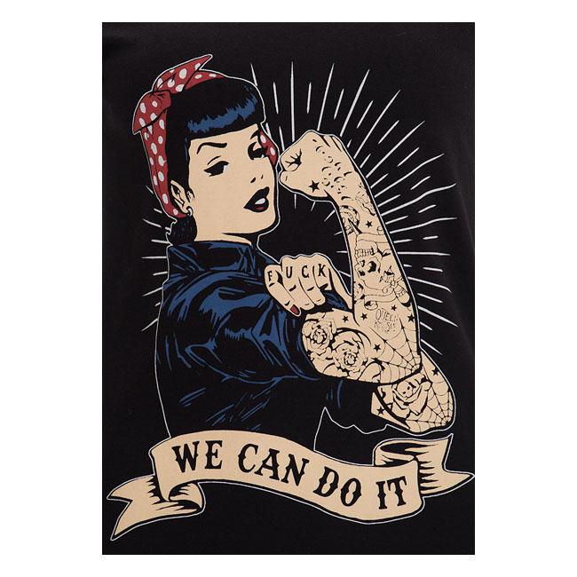 KING KEROSIN T-shirt dam Queen Kerosin We Can Do It T-Shirt Svart Customhoj