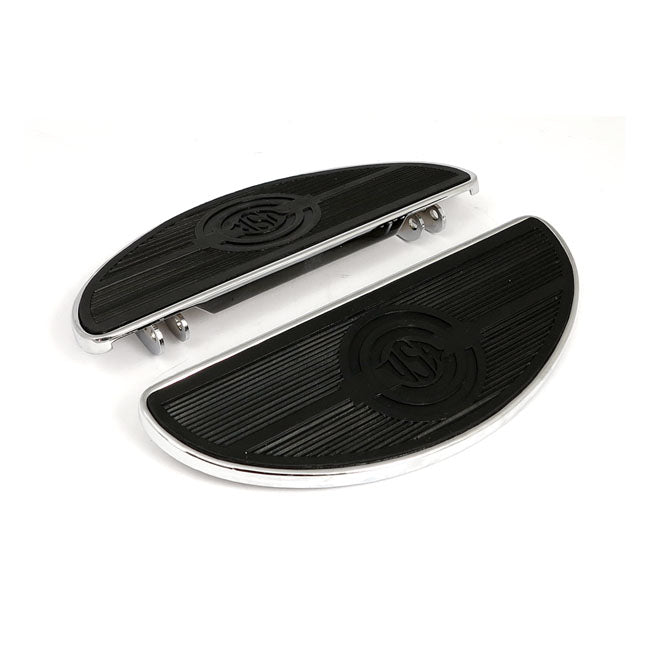 MCS Floorboards Harley 86-17 FL Softail; 12-16 Dyna FLD Switchback; 83-21 FLT/Touring; 09-21 Trikes / Chrome Oval Early Style Floorboards Solid for Harley Customhoj