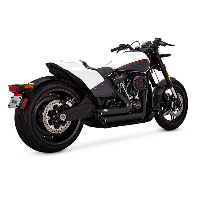 VANCE&HINES HD Softail Exhaust System Black / FXDRS 19-20 2-1/2" Shortshots Staggered Softail 12-17 Customhoj